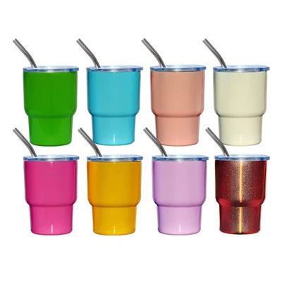 Mini Tumbler Shot Glass with Stainless Steel Straw