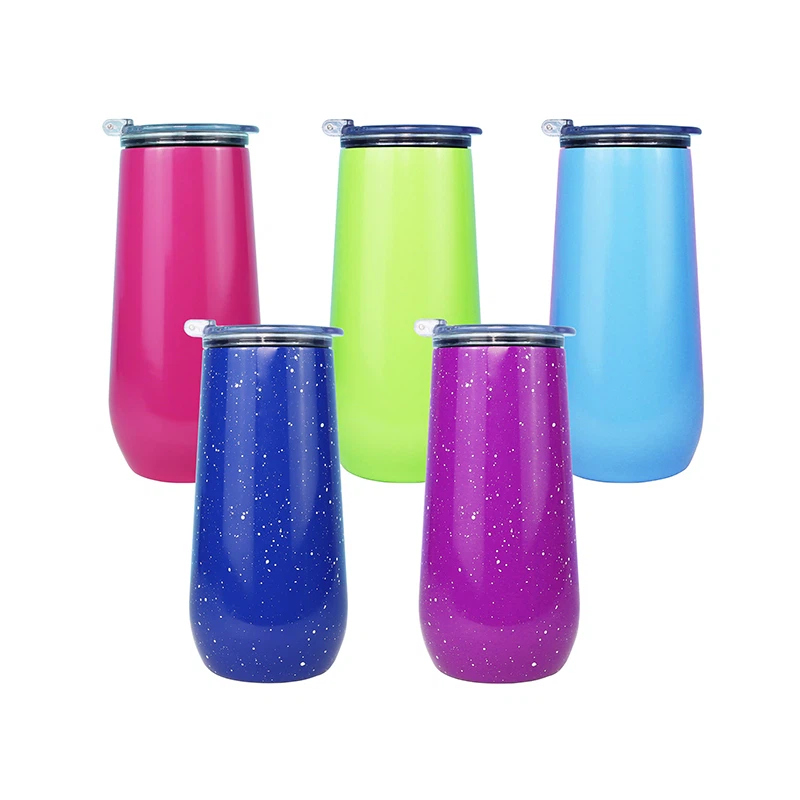 Insulated Champagne Tumbler With Flip Top Lid